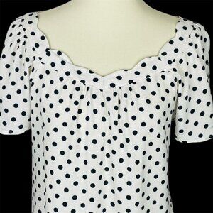 Monteau LA Crop Top Sz XL Polka Dot Scallop Milkmaid Coquette Preppy Classic